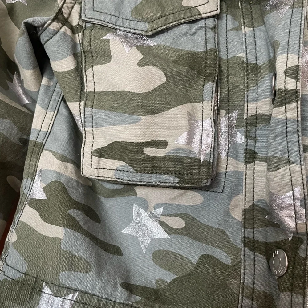 GAP Kids Green Camouflage Jacket with Star Accents